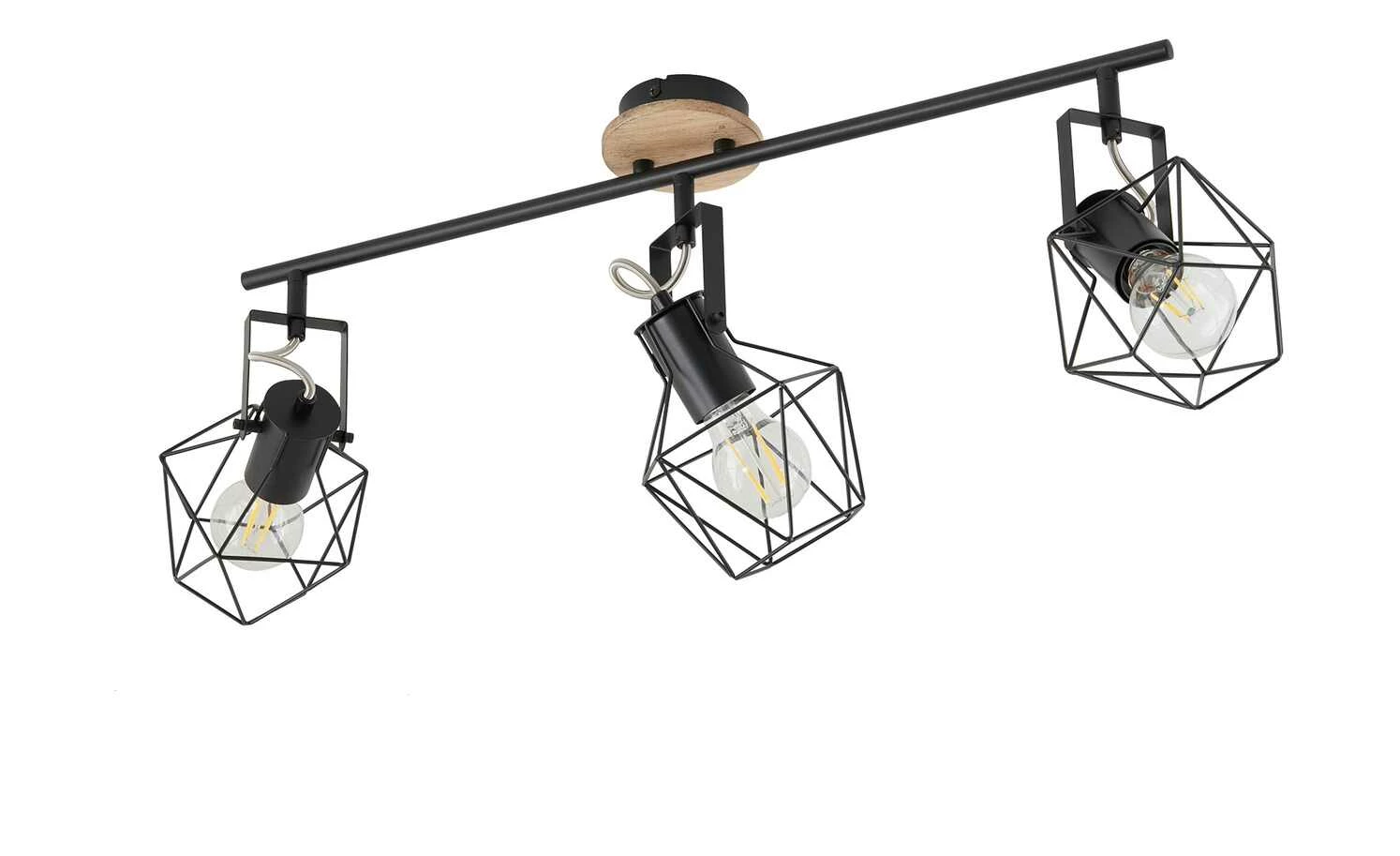 Paul Neuhaus Deckenstrahler, 3-flammig, Rubber Wood/Drahtgestell – Bild 2