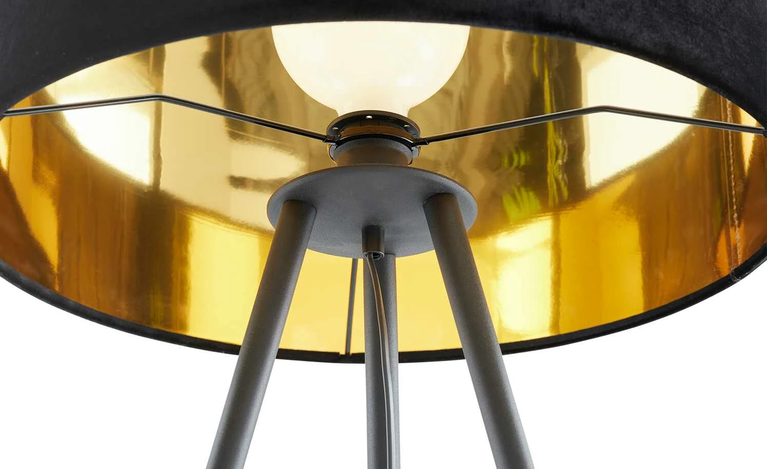 Stehleuchte, 1-flammig, Samtschirm schwarz/gold – Bild 7