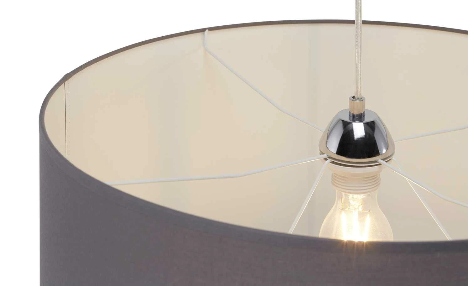 Pendelleuchte, 1-flammig, Stoff grau – Bild 5