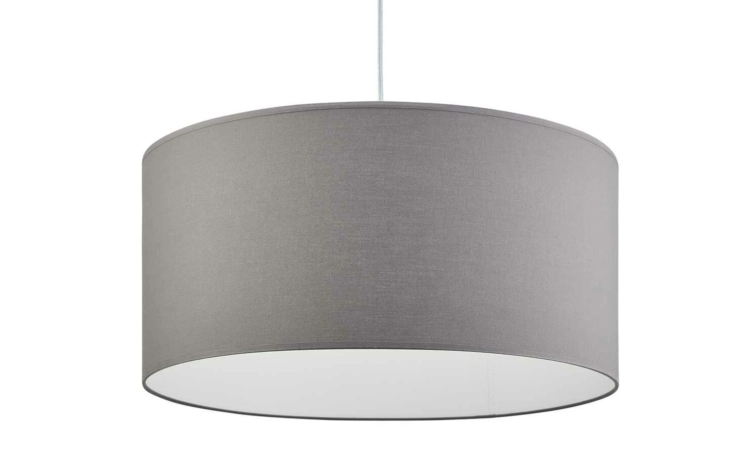 Pendelleuchte, 1-flammig, Stoff grau