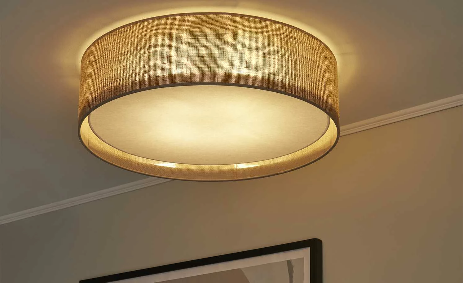 Deckenleuchte, mit Juteschirm