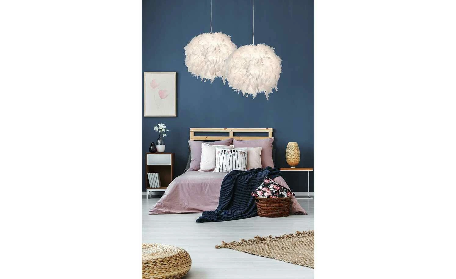 Pendelleuchte, 1-flammig, Federn weiß `klein` – Bild 3