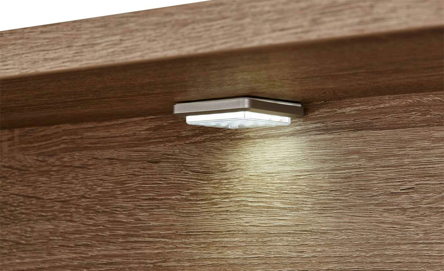 uno LED-Beleuchtungs-Set mit TV-Bühne Onyx | Weiß / Eiche Trüffel sägerau (Nachbildung) – Bild 5