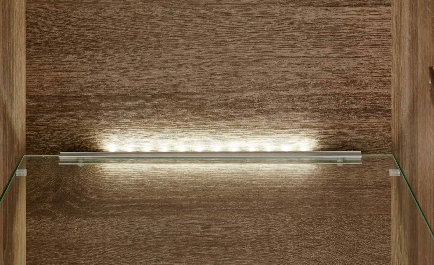 uno LED-Beleuchtungs-Set mit TV-Bühne Onyx | Vanille / Eiche sägerau (Nachbildung) – Bild 4