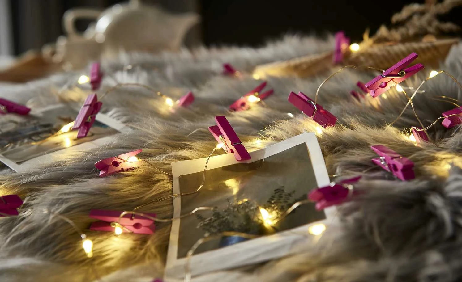 LED Lichterkette inkl. 20 Klammern | Pink