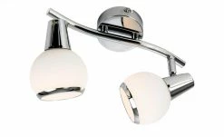 Deckenstrahler, 2-flammig, chrom/Glas weiß