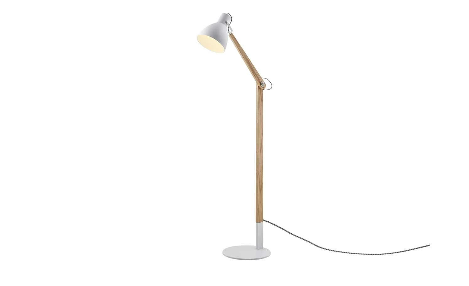 HOME STORY Leseleuchte, 1-flammig, Weiß / Esche