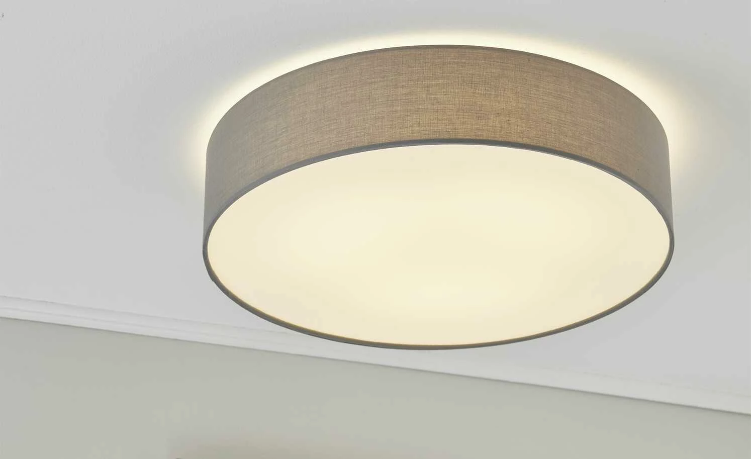 KHG LED-Deckenleuchte, 1-flammig, Stoffschirm grau – Bild 2
