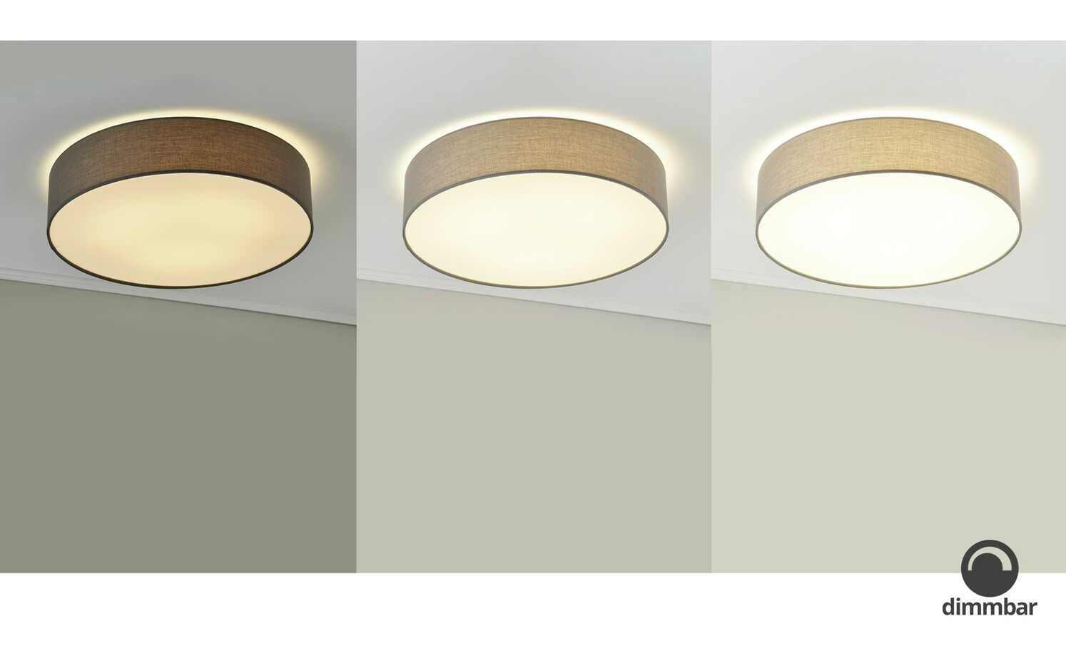 KHG LED-Deckenleuchte, 1-flammig, Stoffschirm grau