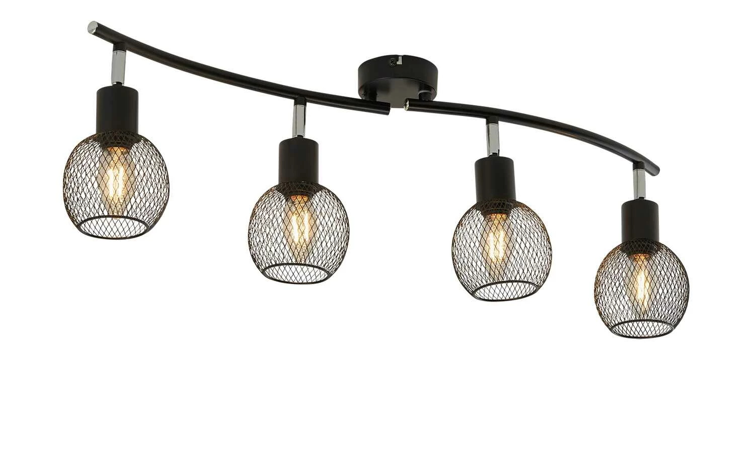 Deckenstrahler, 4-flammig, Drahtschirm schwarz – Bild 3