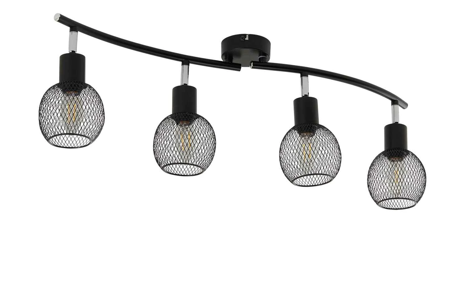 Deckenstrahler, 4-flammig, Drahtschirm schwarz – Bild 6