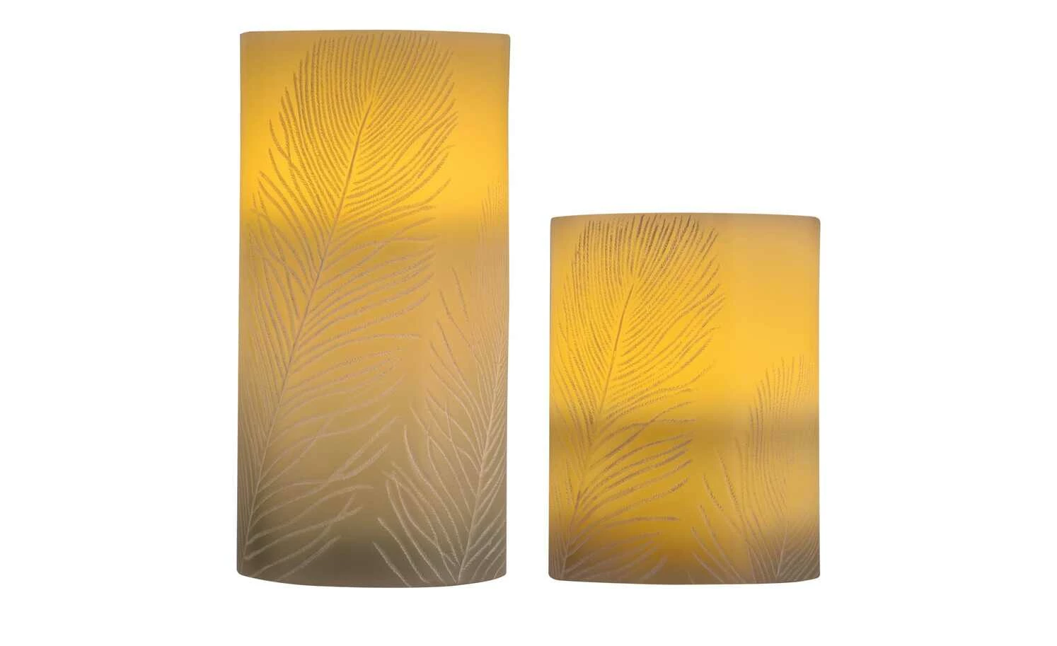 LED-Echtwachs-Kerzen 2er-Set, grau mit Federoptik – Bild 3