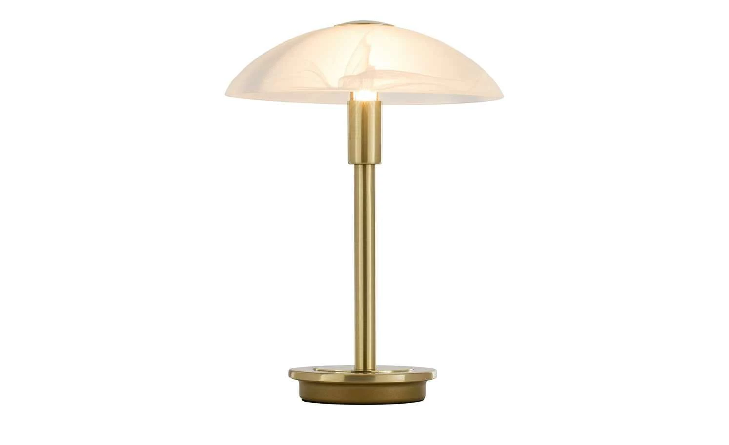 Paul Neuhaus Tischleuchte messing matt mit Glasschirm