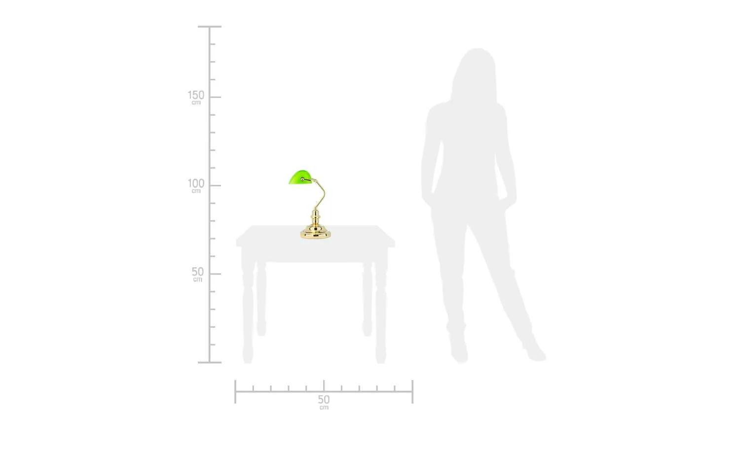 KHG Banker-Lampe Messing mit grünem Schirm | Messing matt – Bild 2