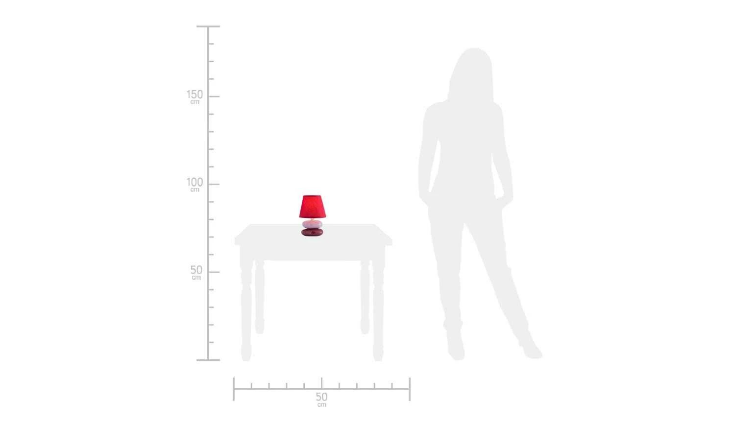 for friends Tischlampe rot mit Keramikfuß, Stoffschirm | Rosa – Bild 2