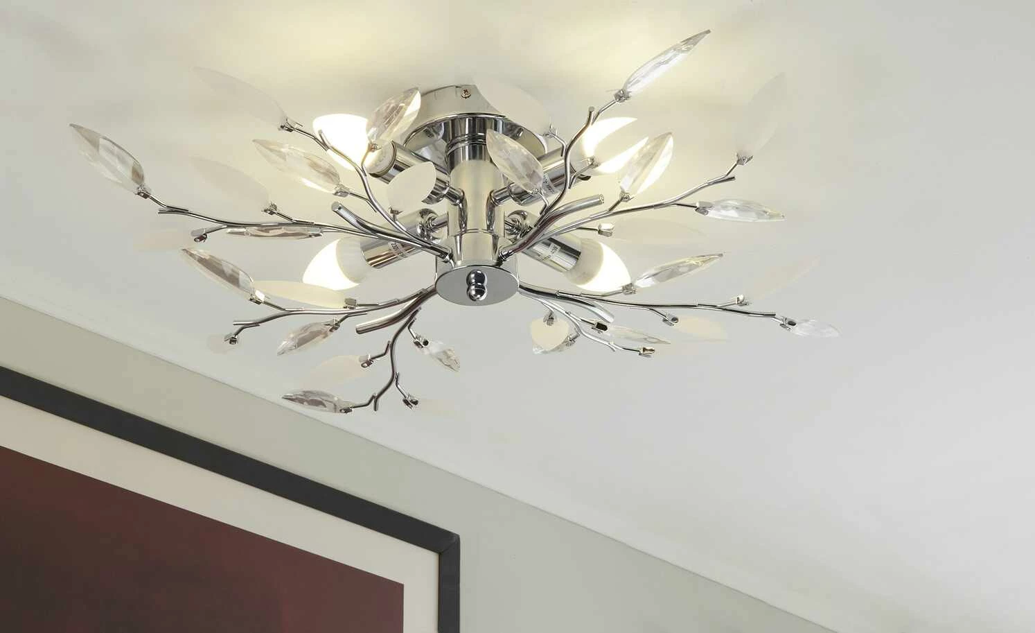 Deckenlampe Blatt-Elemente Dekorglas