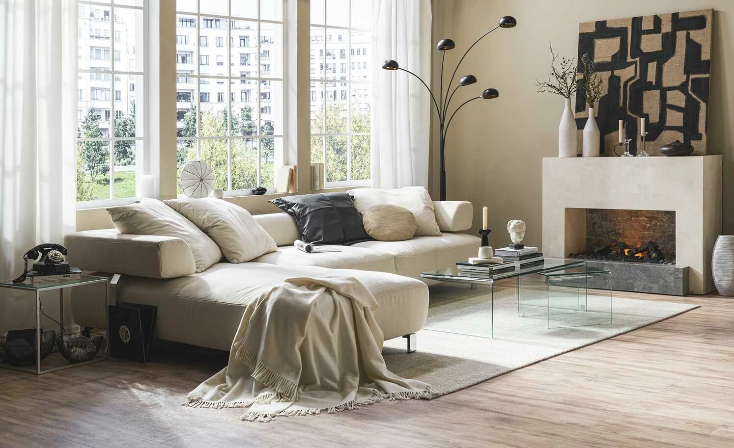 HOME STORY Bogenleuchte schwarz mit 5 Armen – Bild 2