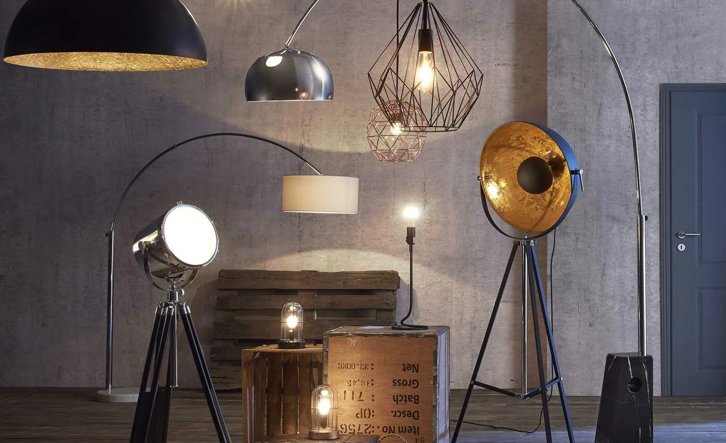 HOME STORY Bogenleuchte mit weißem Stoffschirm – Bild 48