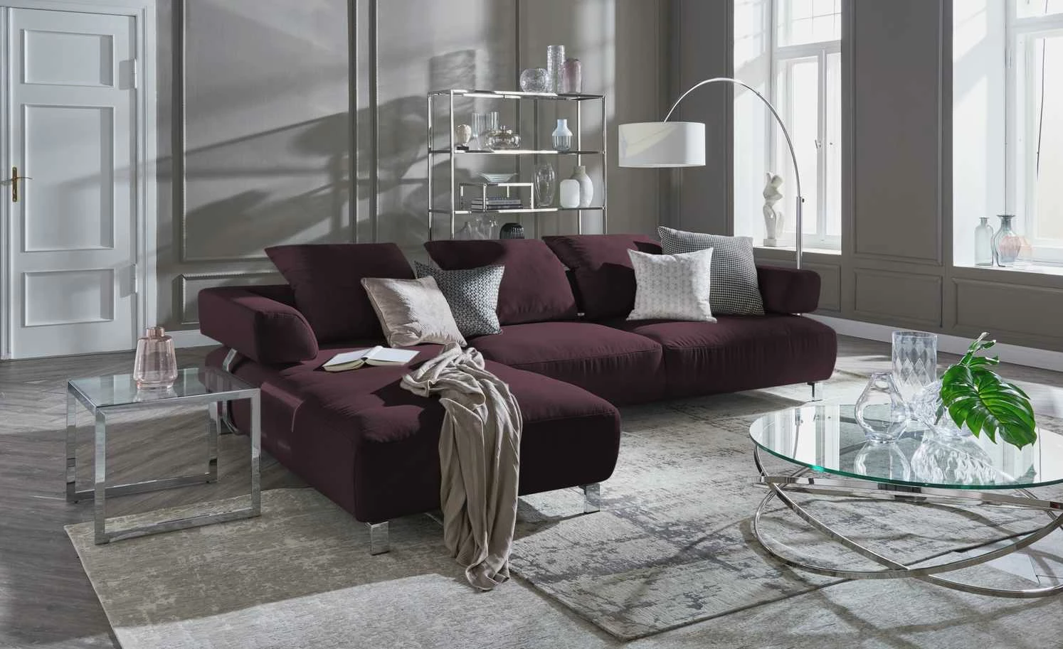 HOME STORY Bogenleuchte mit weißem Stoffschirm – Bild 17