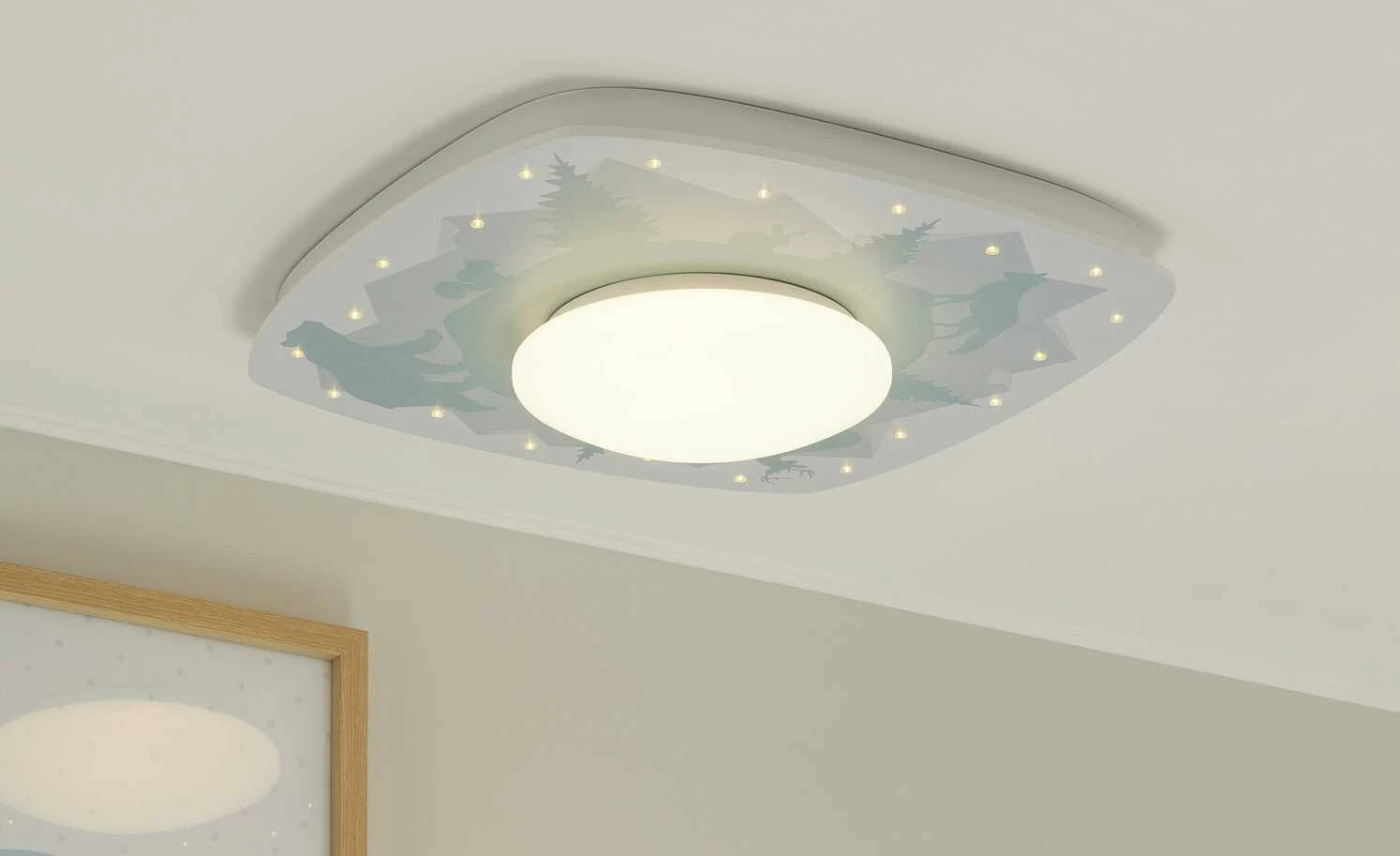 Deckenleuchte, 1+20-flammig, Motiv ´Wald`